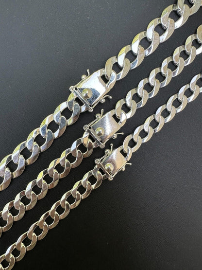 Italiano Silver, Inc. Italy Flat Curb Cuban Link Chain Necklace Real 925 Sterling Silver Box Clasp