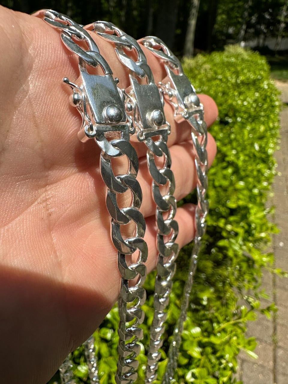 Italiano Silver, Inc. Italy Flat Curb Cuban Link Chain Necklace Real 925 Sterling Silver Box Clasp