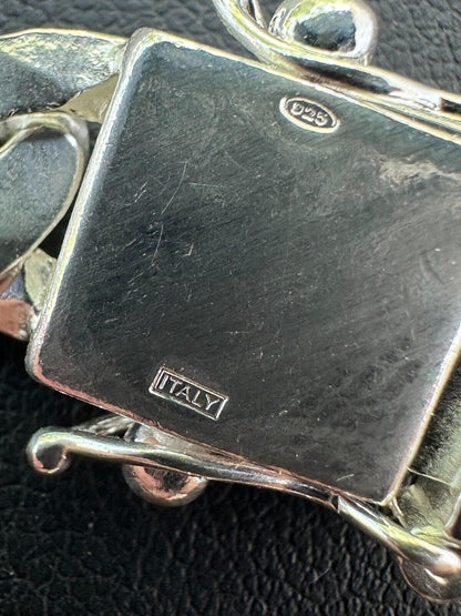 Italiano Silver, Inc. Italy Flat Curb Cuban Link Chain Necklace Real 925 Sterling Silver Box Clasp