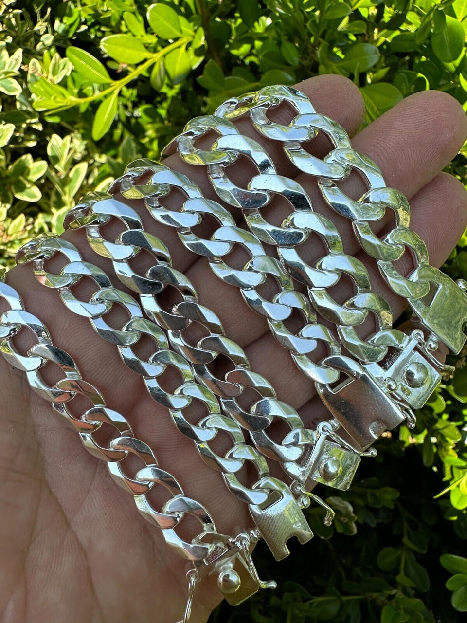 Italiano Silver, Inc. Italy Flat Curb Cuban Link Chain Necklace Real 925 Sterling Silver Box Clasp