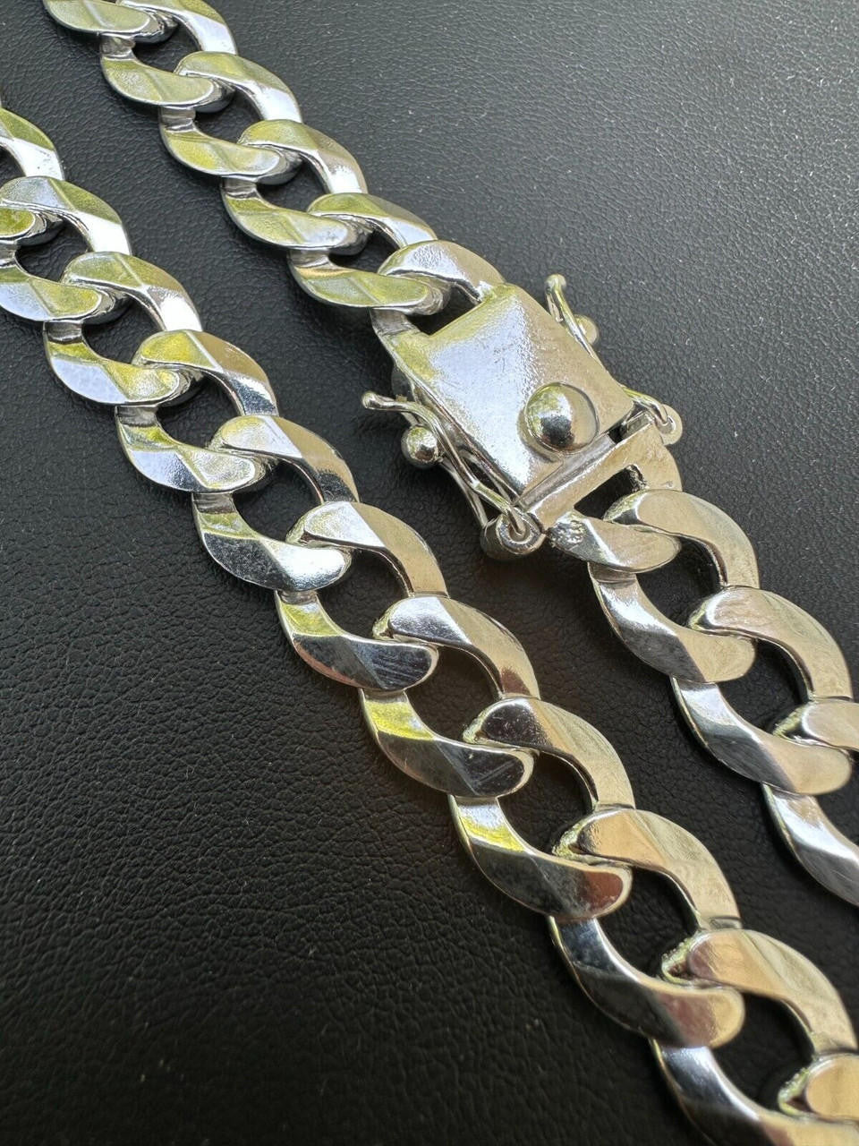 Italiano Silver, Inc. Italy Flat Curb Cuban Link Chain Necklace Real 925 Sterling Silver Box Clasp