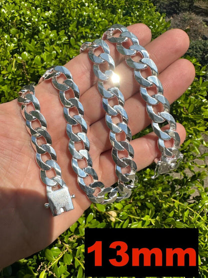 Italiano Silver, Inc. Italy Flat Curb Cuban Link Chain Necklace Real 925 Sterling Silver Box Clasp