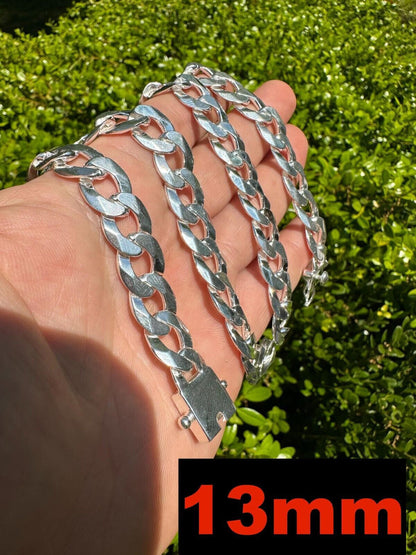 Italiano Silver, Inc. Italy Flat Curb Cuban Link Chain Necklace Real 925 Sterling Silver Box Clasp