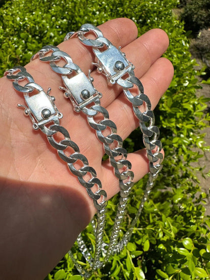 Italiano Silver, Inc. Italy Flat Curb Cuban Link Chain Necklace Real 925 Sterling Silver Box Clasp