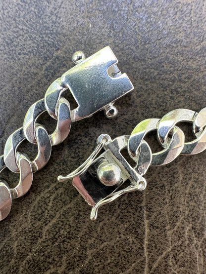 Italiano Silver, Inc. Italy Flat Curb Cuban Link Chain Necklace Real 925 Sterling Silver Box Clasp