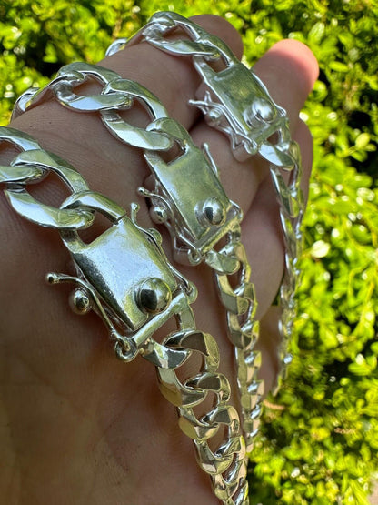 Italiano Silver, Inc. Italy Flat Curb Cuban Link Chain Necklace Real 925 Sterling Silver Box Clasp