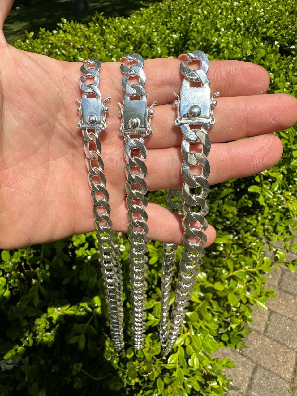 Italiano Silver, Inc. Italy Flat Curb Cuban Link Chain Necklace Real 925 Sterling Silver Box Clasp