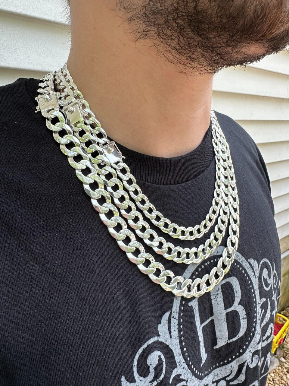 Italiano Silver, Inc. Italy Flat Curb Cuban Link Chain Necklace Real 925 Sterling Silver Box Clasp