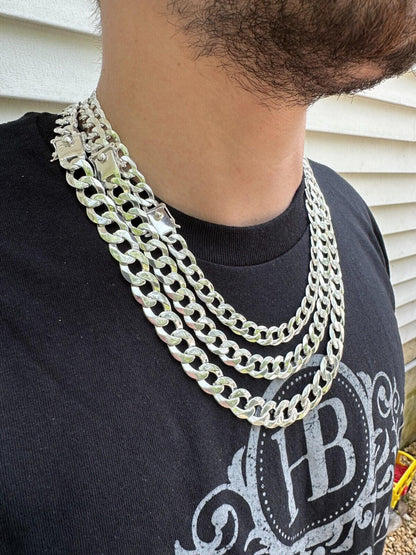 Italiano Silver, Inc. Italy Flat Curb Cuban Link Chain Necklace Real 925 Sterling Silver Box Clasp