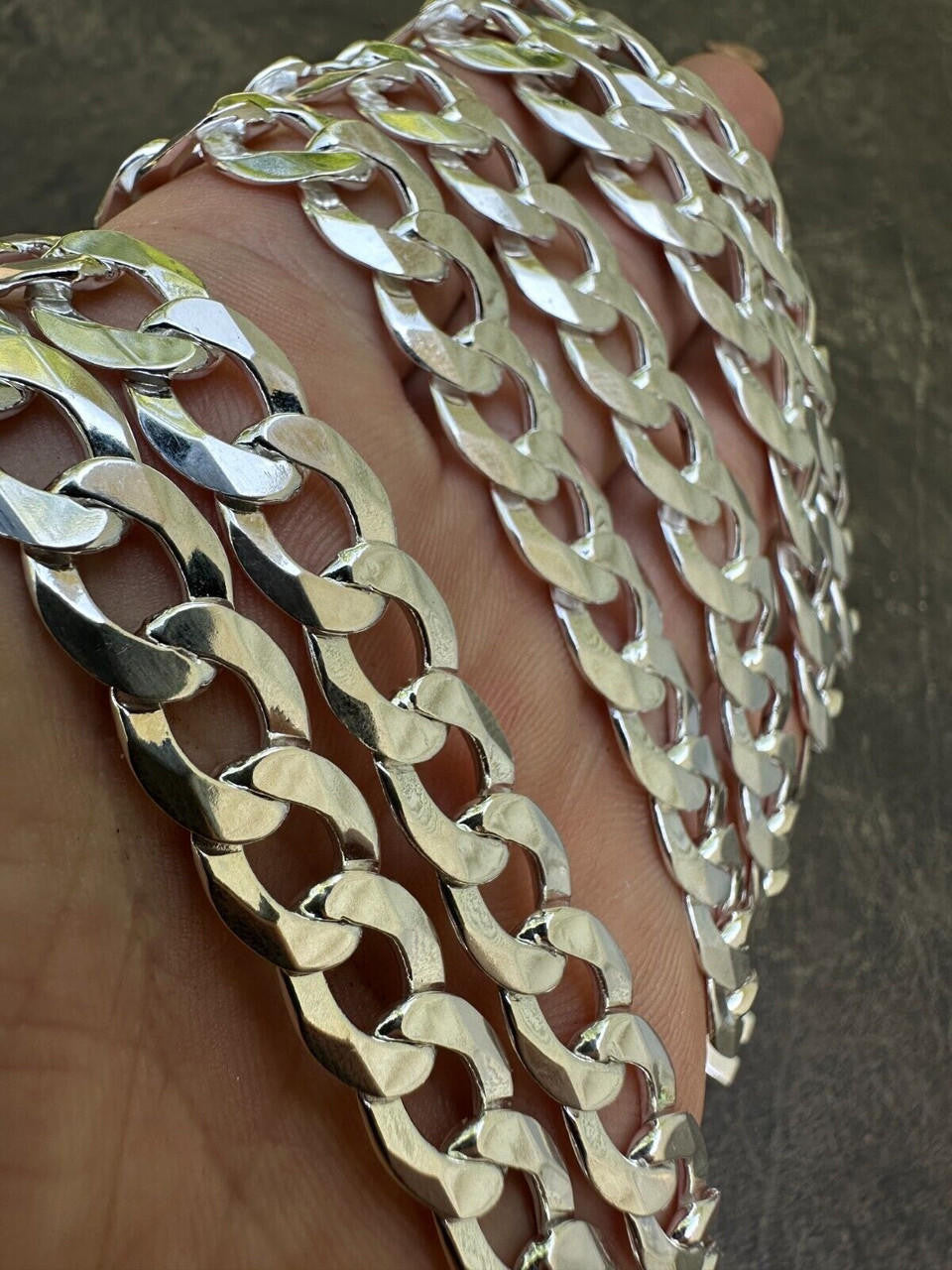 Italiano Silver, Inc. Italy Flat Curb Cuban Link Chain Necklace Real 925 Sterling Silver Box Clasp