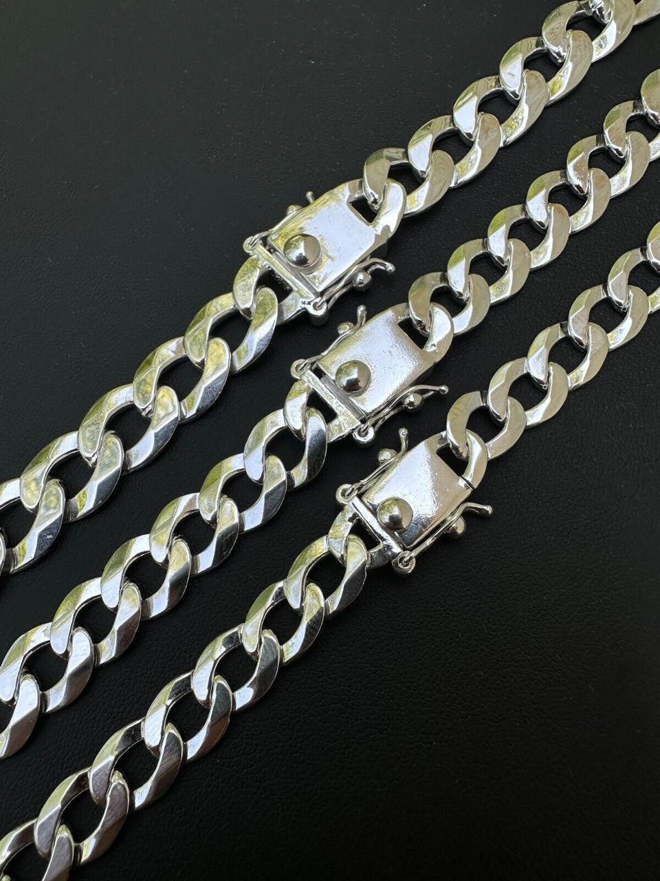 Italiano Silver, Inc. Italy Flat Curb Cuban Link Chain Necklace Real 925 Sterling Silver Box Clasp