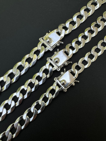 Italiano Silver, Inc. Italy Flat Curb Cuban Link Chain Necklace Real 925 Sterling Silver Box Clasp