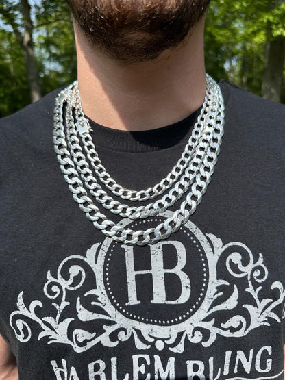 Italiano Silver, Inc. Italy Flat Curb Cuban Link Chain Necklace Real 925 Sterling Silver Box Clasp