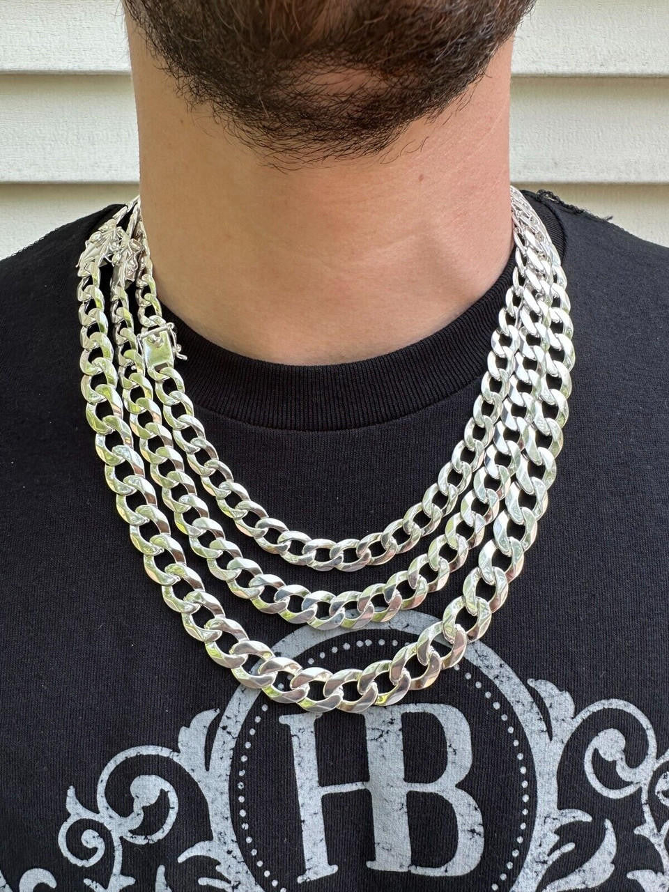 Italiano Silver, Inc. Italy Flat Curb Cuban Link Chain Necklace Real 925 Sterling Silver Box Clasp