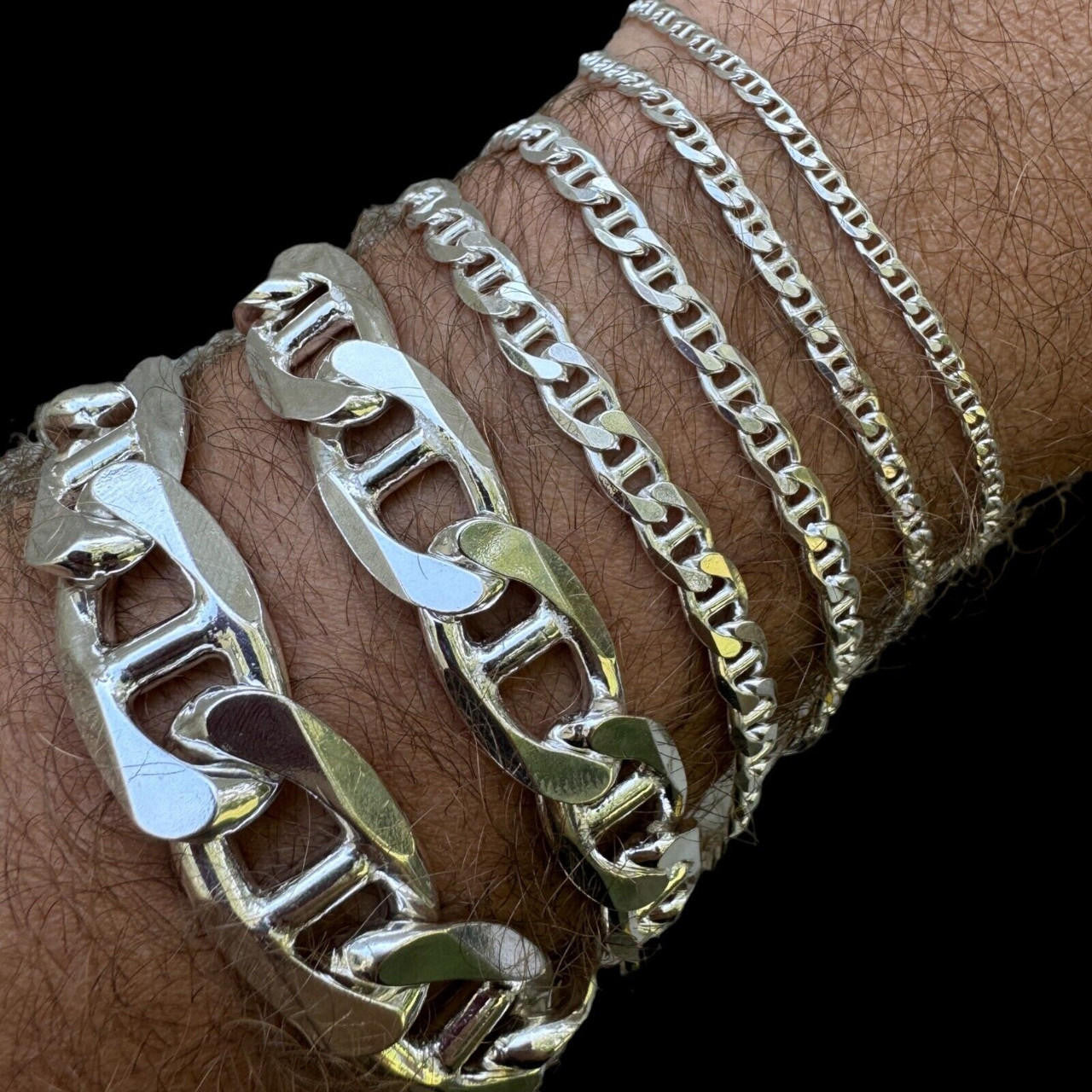 Italiano Silver, Inc. Mariner Link Bracelet - 925 Sterling Silver - 6"-9" - 2.5mm-16mm