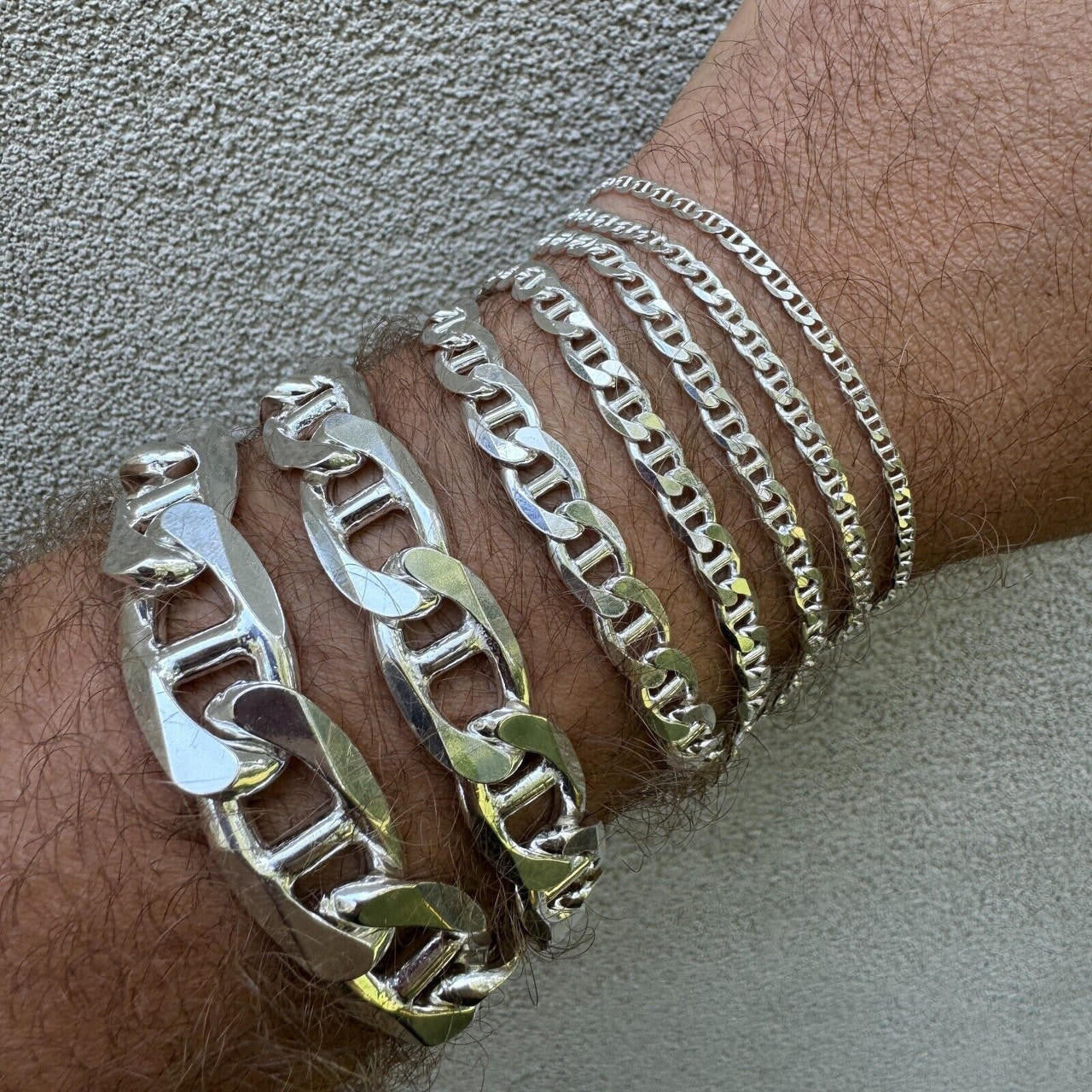 Italiano Silver, Inc. Mariner Link Bracelet - 925 Sterling Silver - 6"-9" - 2.5mm-16mm