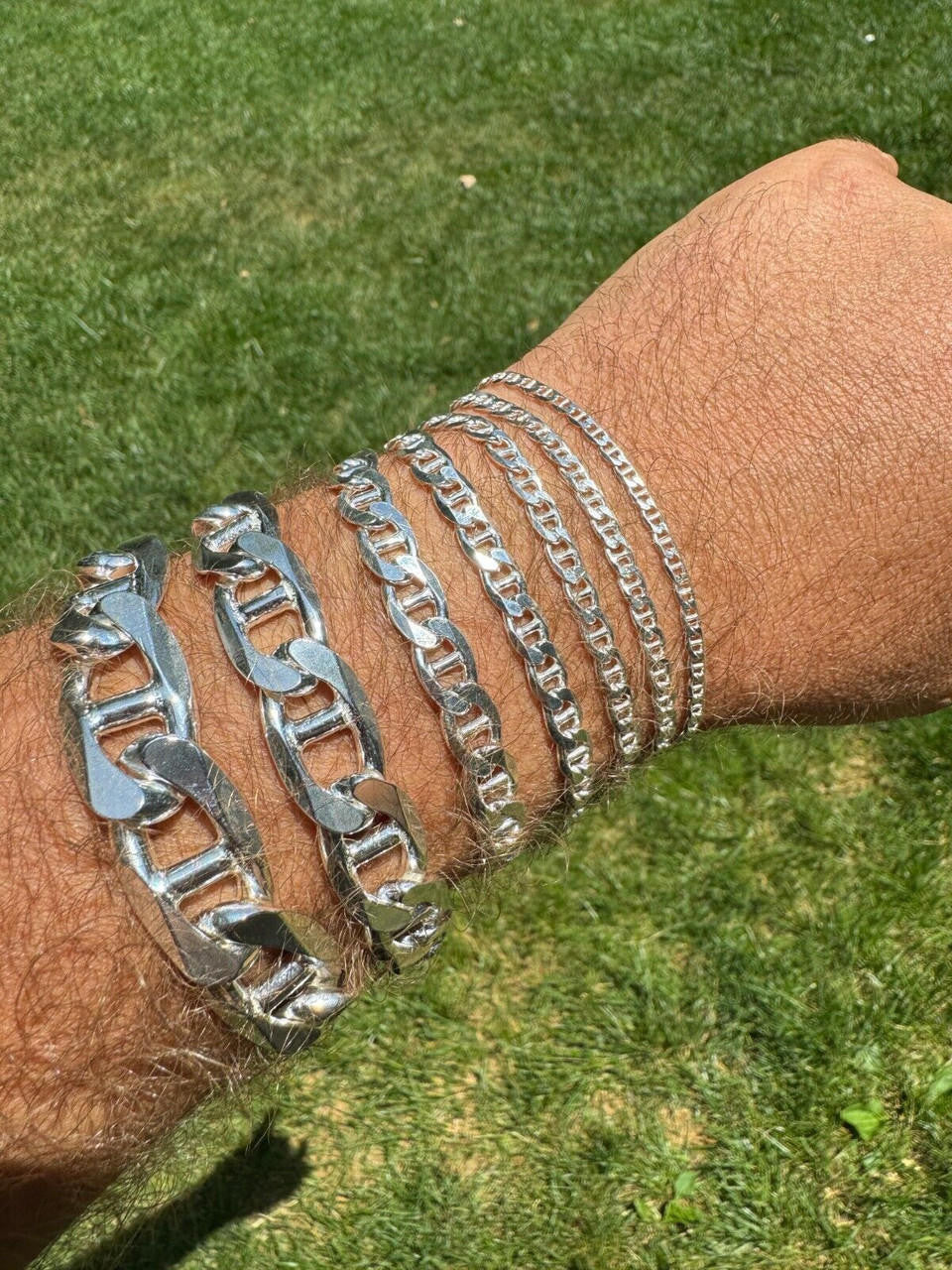 Italiano Silver, Inc. Mariner Link Bracelet - 925 Sterling Silver - 6"-9" - 2.5mm-16mm