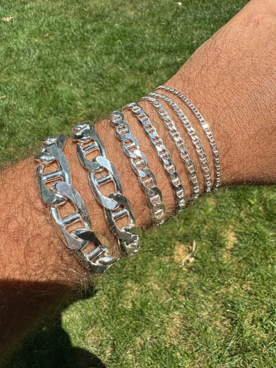 Italiano Silver, Inc. Mariner Link Bracelet - 925 Sterling Silver - 6"-9" - 2.5mm-16mm