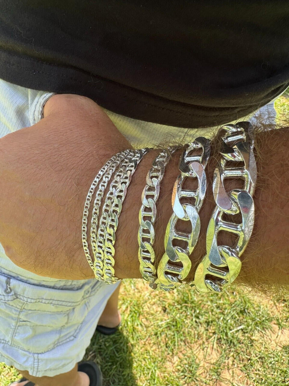 Italiano Silver, Inc. Mariner Link Bracelet - 925 Sterling Silver - 6"-9" - 2.5mm-16mm