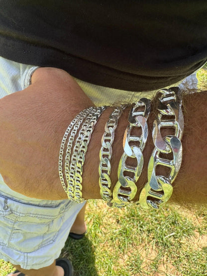 Italiano Silver, Inc. Mariner Link Bracelet - 925 Sterling Silver - 6"-9" - 2.5mm-16mm