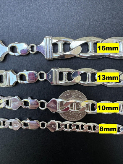 Italiano Silver, Inc. Mariner Link Bracelet - 925 Sterling Silver - 6"-9" - 2.5mm-16mm
