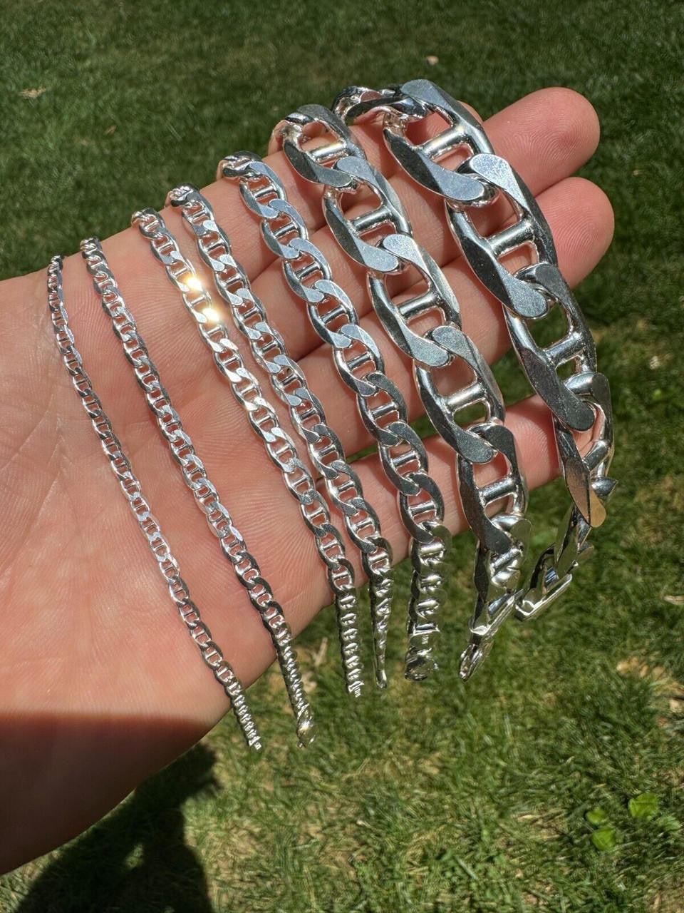 Italiano Silver, Inc. Mariner Link Bracelet - 925 Sterling Silver - 6"-9" - 2.5mm-16mm