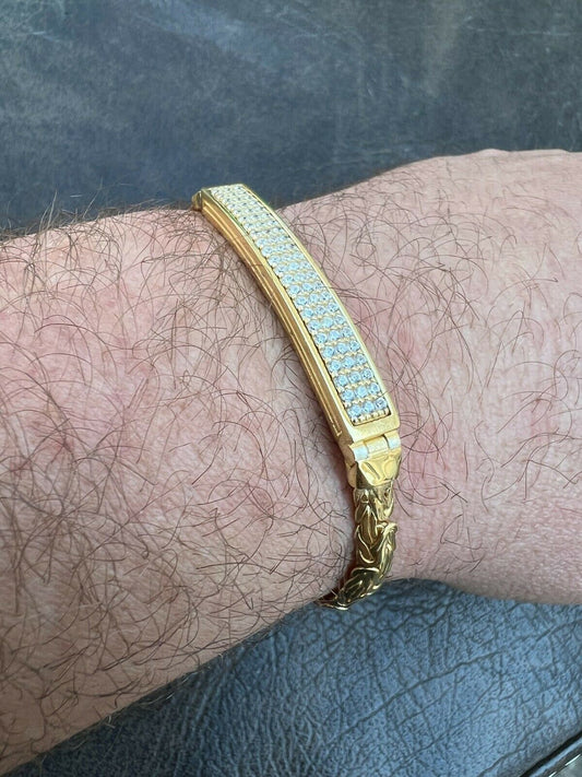 Italiano Silver, Inc Men Presidential ID Bracelet 14k Gold Vermeil 925 Silver Iced Diamond Hip Hop
