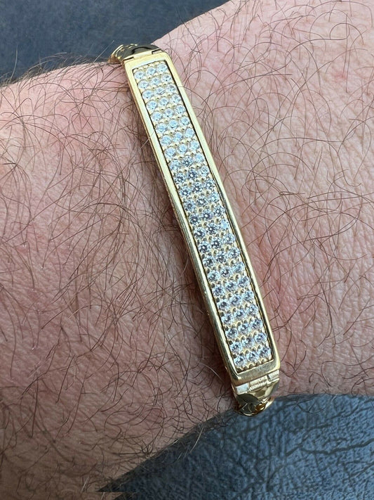 Italiano Silver, Inc Men Presidential ID Bracelet 14k Gold Vermeil 925 Silver Iced Diamond Hip Hop