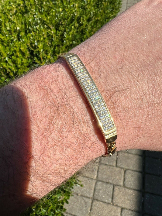 Italiano Silver, Inc Men Presidential ID Bracelet 14k Gold Vermeil 925 Silver Iced Diamond Hip Hop