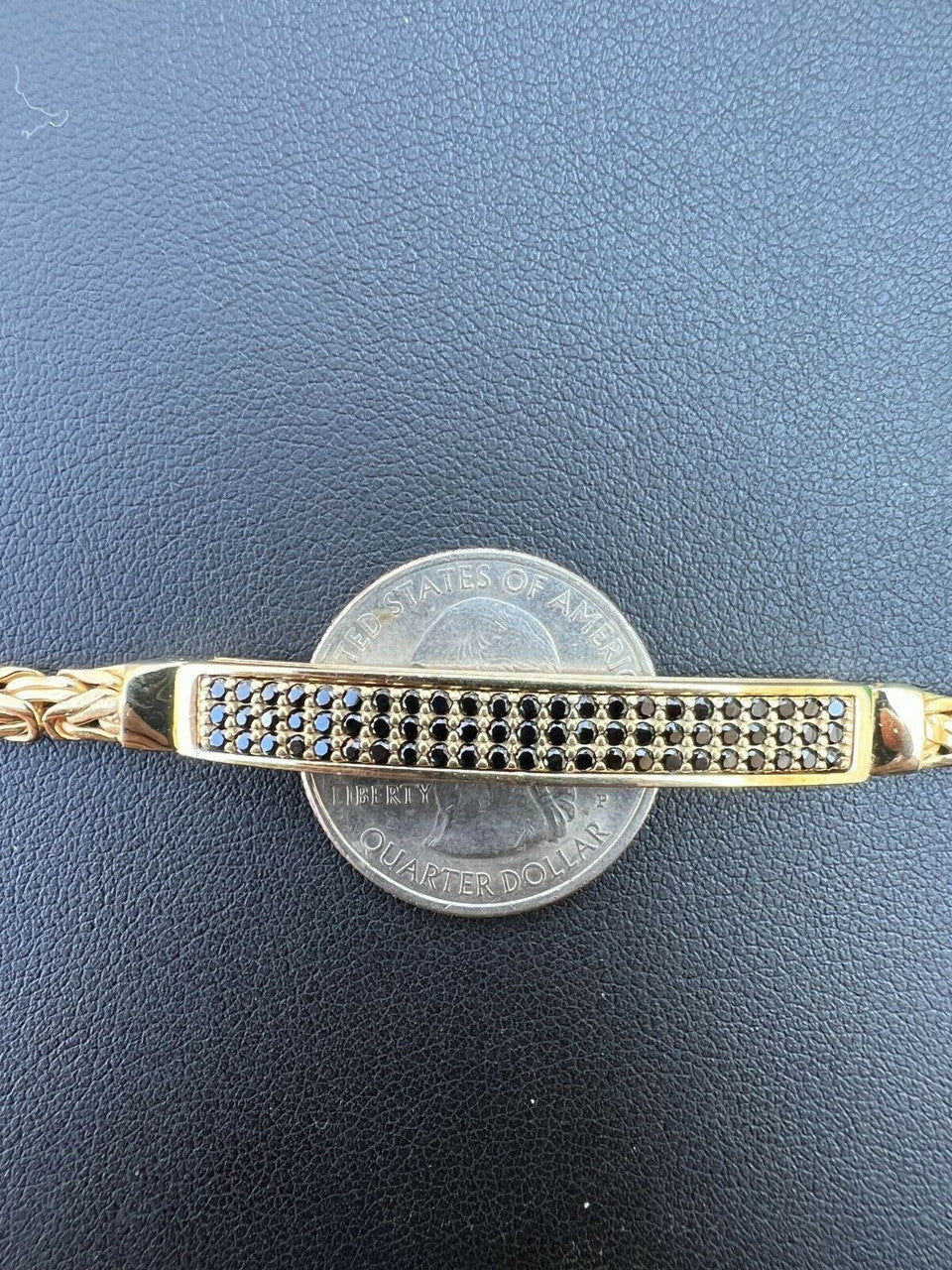 Italiano Silver, Inc Men Presidential ID Bracelet 14k Gold Vermeil Silver Iced Black Diamond Hip Hop