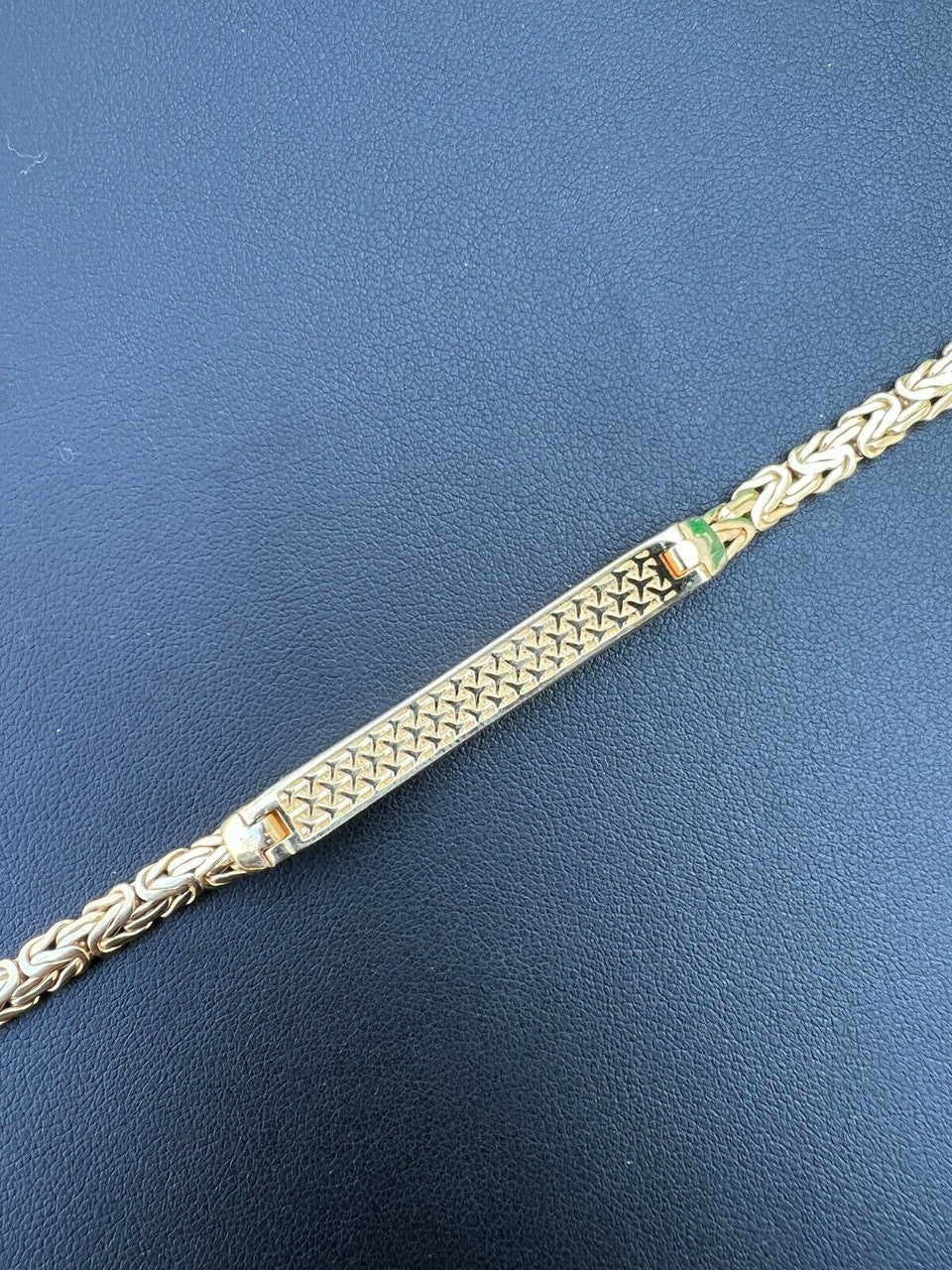 Italiano Silver, Inc Men Presidential ID Bracelet 14k Gold Vermeil Silver Iced Green Emerald Hip Hop