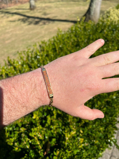 Italiano Silver, Inc Men Real Presidential ID Bracelet 14k Gold Vermeil Silver Iced Red Ruby Hip Hop