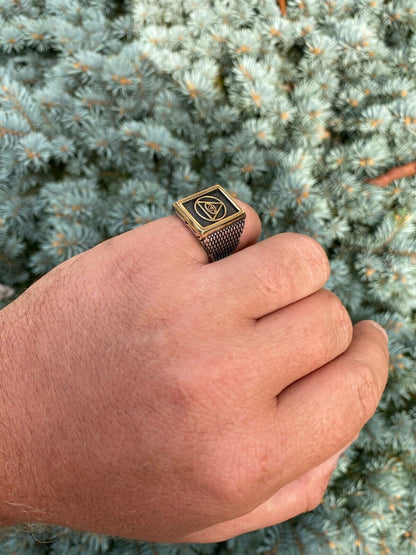 Italiano Silver, Inc Mens 14k Gold and Real Solid 925 Silver All Seeing Eye Of Providence Masonic Ring