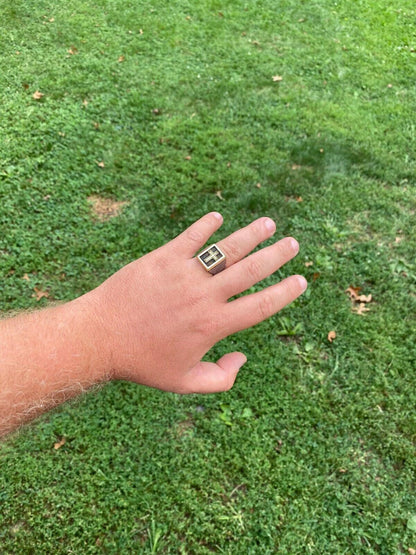 Italiano Silver, Inc Mens 14k Gold and Real Solid 925 Sterling Silver Christian Cross Ring Oxidized