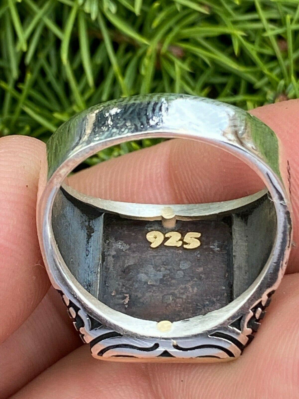 Italiano Silver, Inc Mens 14k Gold and Real Solid 925 Sterling Silver Christian Cross Ring Oxidized