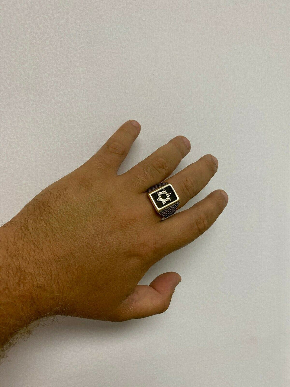 Italiano Silver, Inc Mens 14k Gold and Real Solid 925 Sterling Silver Jewish Star Of Magen David Ring