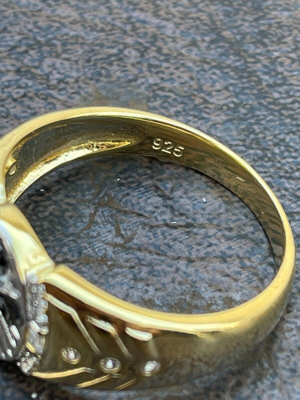 Italiano Silver, Inc Mens 14k Gold Over Real Solid 925 Sterling Silver Jesus Christ Cross Ring Pinky