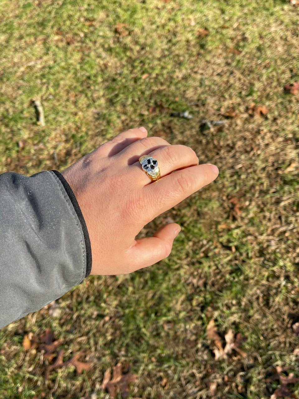 Italiano Silver, Inc Mens 14k Gold Over Real Solid 925 Sterling Silver Jesus Christ Cross Ring Pinky