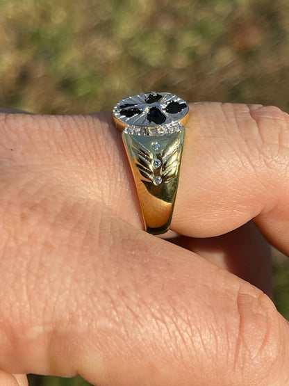 Italiano Silver, Inc Mens 14k Gold Over Real Solid 925 Sterling Silver Jesus Christ Cross Ring Pinky