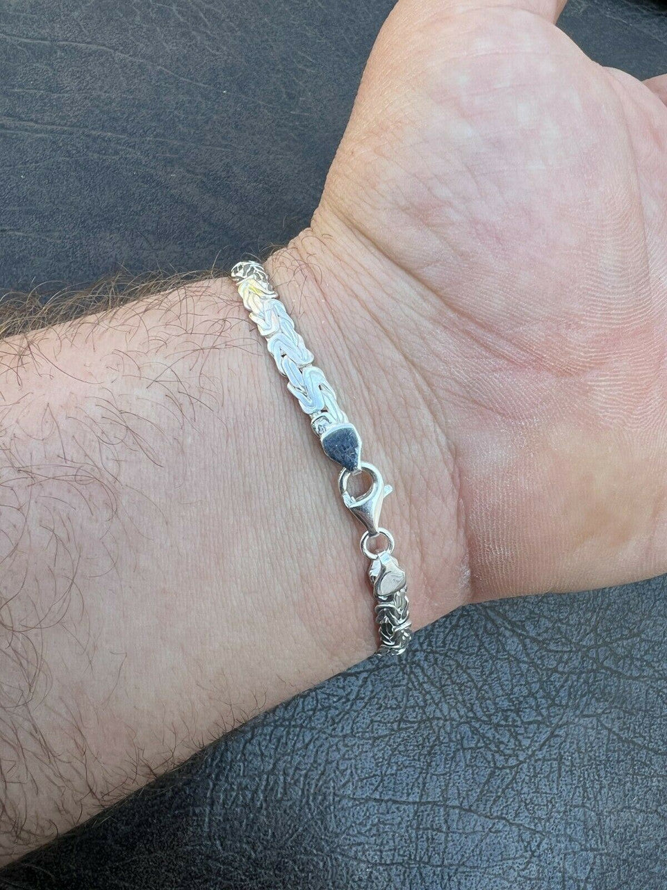 Italiano Silver, Inc Mens Byzantine Presidential ID Bracelet Real 925 Silver Iced Blue Sapphire Stone