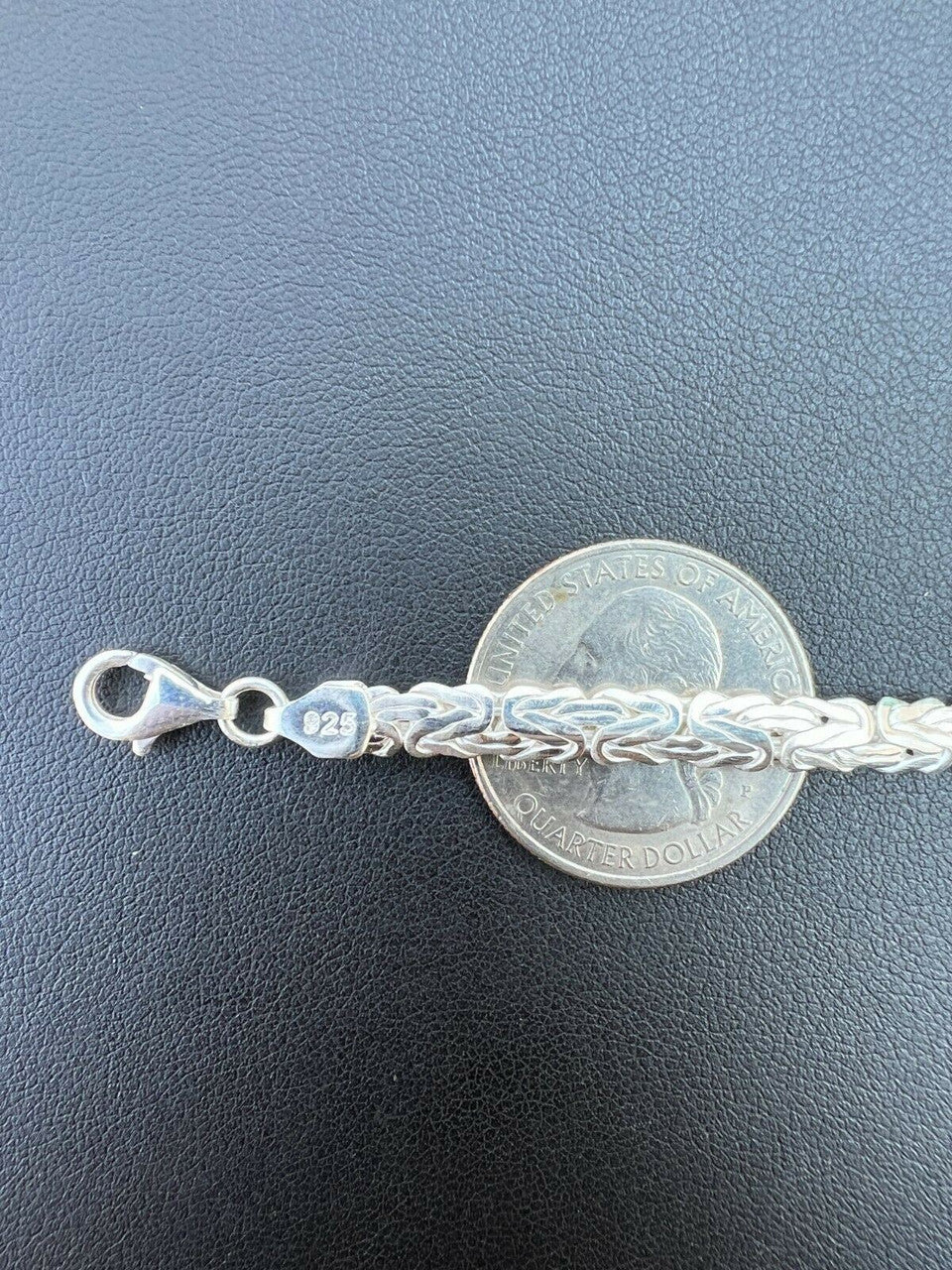 Italiano Silver, Inc Mens Byzantine Presidential ID Bracelet Real 925 Silver Iced Blue Sapphire Stone