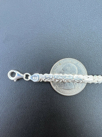 Italiano Silver, Inc Mens Byzantine Presidential ID Bracelet Real 925 Silver Iced Blue Sapphire Stone