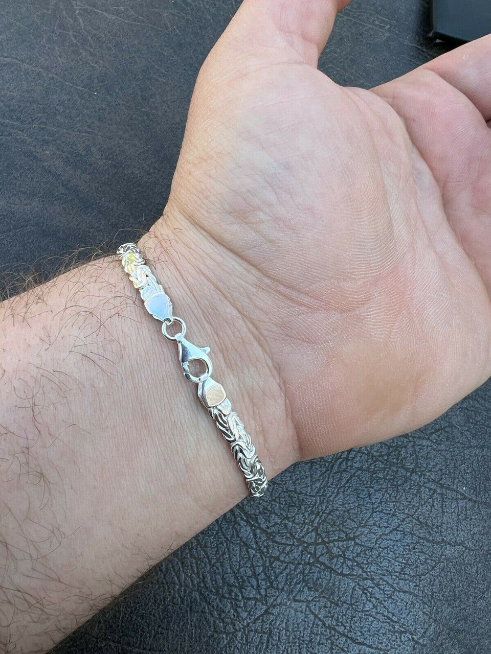 Italiano Silver, Inc Mens Byzantine Presidential ID Bracelet Real 925 Silver Iced Red Ruby Stones