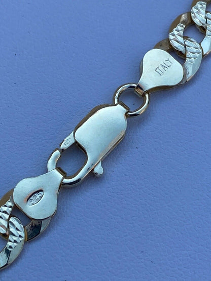 Italiano Silver, Inc Mens Cuban Link Chain Real 14k Gold and Solid 925 Silver Diamond Cut ITALY 4-11mm