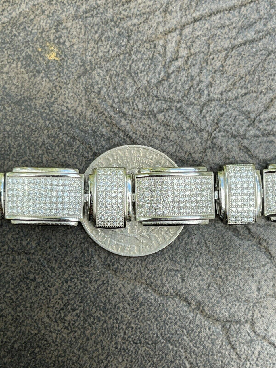 Italiano Silver, Inc Mens Custom Link Bracelet Real 925 Silver Iced MOISSANITE Pass Diamond Tester