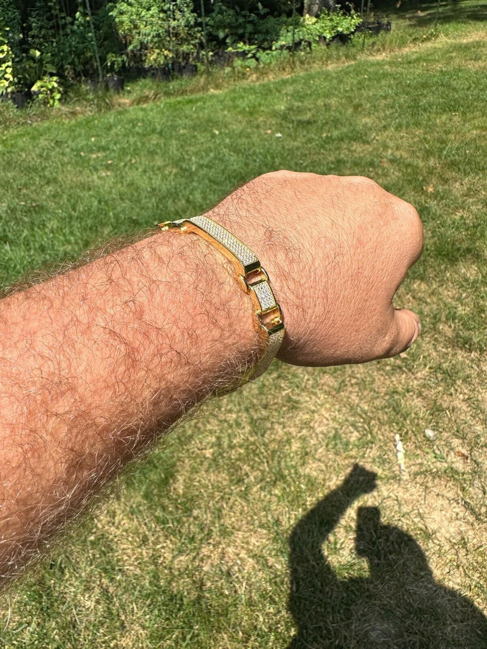 Italiano Silver, Inc. Mens Custom Made Cuff Bracelet Solid 14k Gold Plated 925 Silver 12mm Thick CZ