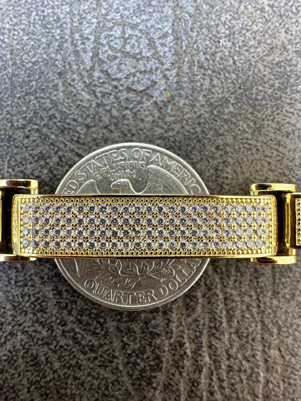 Italiano Silver, Inc. Mens Custom Made Cuff Bracelet Solid 14k Gold Plated 925 Silver 12mm Thick CZ