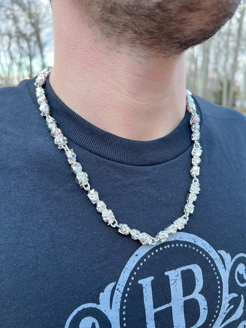 Italiano Silver, Inc. Mens HEAVY Real Solid 925 Sterling Silver Nugget Link Chain Necklace 8mm 18-30"
