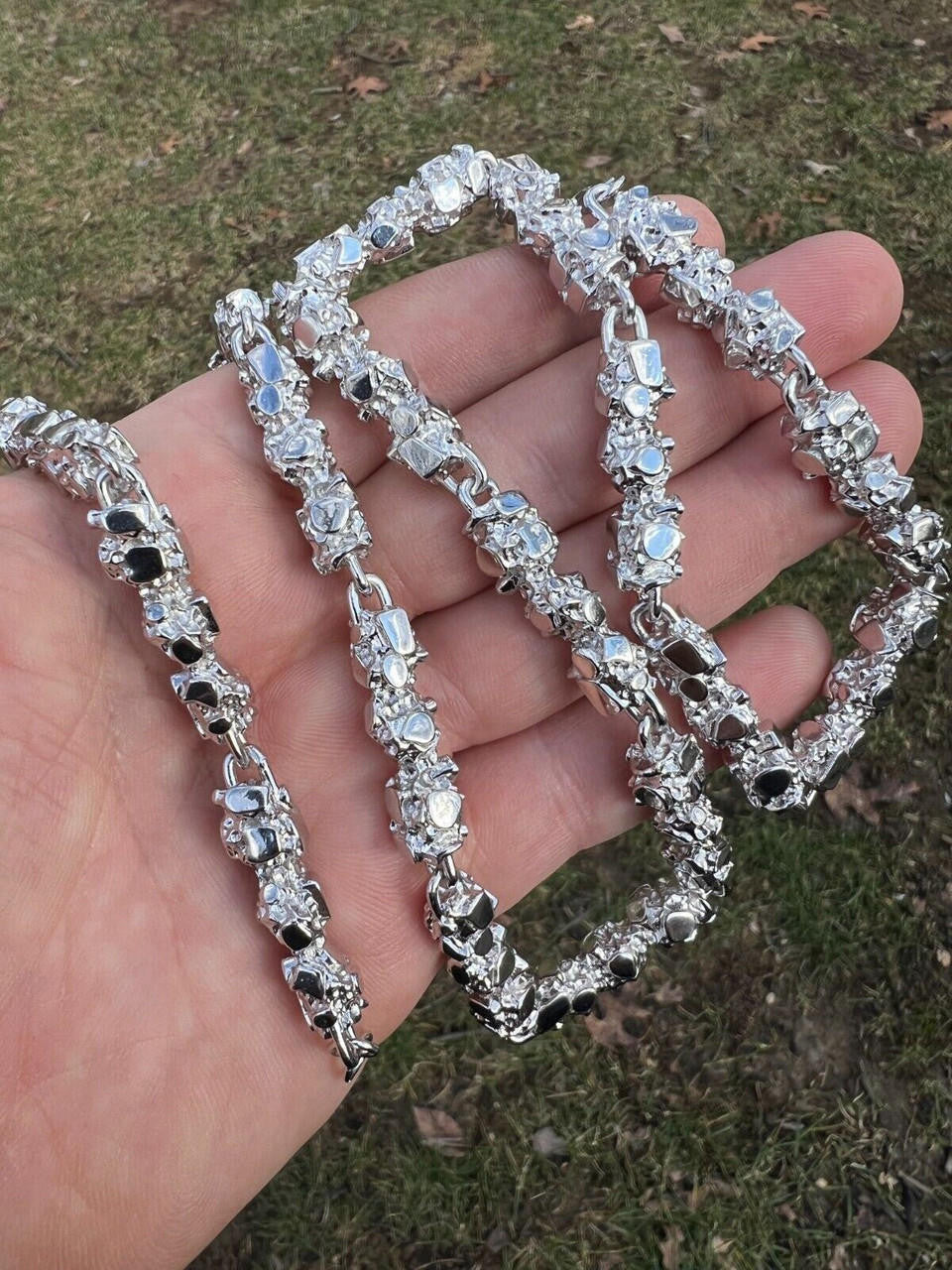 Italiano Silver, Inc. Mens HEAVY Real Solid 925 Sterling Silver Nugget Link Chain Necklace 8mm 18-30"