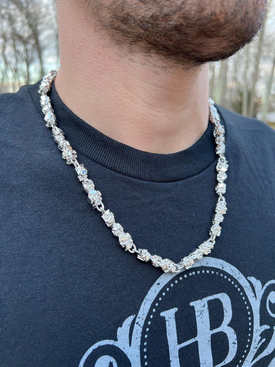 Italiano Silver, Inc. Mens HEAVY Real Solid 925 Sterling Silver Nugget Link Chain Necklace 8mm 18-30"